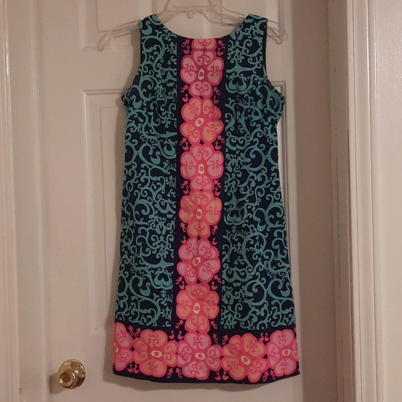 Lilly Pulitzer Dresses & Skirts - Lilly Pulitzer Navy, Teal, and Pink Mini 60's mod style mini dress size 6